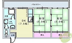 中村マンション 2DKの間取図画像