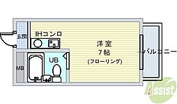 ユニバーサルコート柴原 1Kの間取図画像