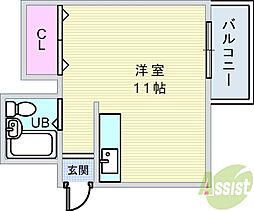 レオパードウエハラ ワンルームの間取図画像