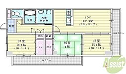 日恵ハイツE棟 3LDKの間取図画像