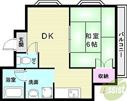 藤マンション 1DKの間取図画像