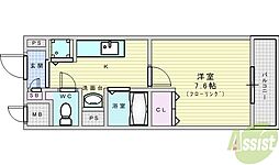 リヴェール 1Kの間取図画像