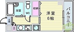 アクア豊中 1Kの間取図画像