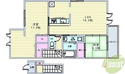 グランチュイールB 2LDKの間取図画像