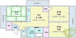 マンション雅2 3DKの間取図画像