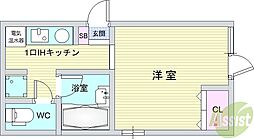 フォンテーヌ曽根 1Kの間取図画像