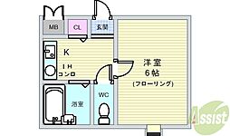 フェニックス豊中 1Kの間取図画像