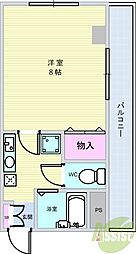 マサーレ川西 1Kの間取図画像