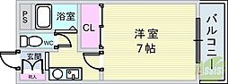 ラ・ヒューメベル豊中 1Kの間取図画像