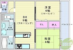 ロイヤル石橋 2DKの間取図画像
