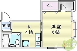 メゾン東栄岡町 1DKの間取図画像