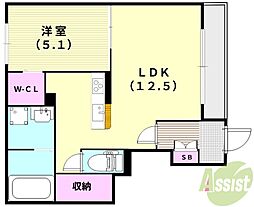 クリスタル三和 1LDKの間取図画像