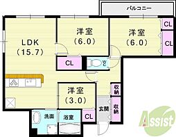 ラフィネ 3LDKの間取図画像
