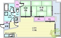 豊中グランドハイツ 1SLDKの間取図画像