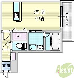 BLISS GATE ISHIBASHI ワンルームの間取図画像