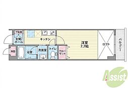 ハッピーハウス川西 1Kの間取図画像