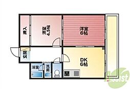 マリンコート川西 2DKの間取図画像