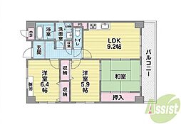 グランヴェール萩原 3LDKの間取図画像