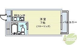 ユニバーサルコート柴原 ワンルームの間取図画像