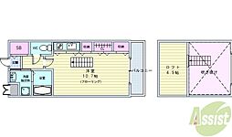エターナル緑丘 ワンルームの間取図画像