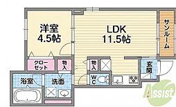All Good 和 1LDKの間取図画像