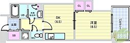 シティコート豊中二葉町 1DKの間取図画像