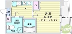 ウインズコート石橋 1Kの間取図画像