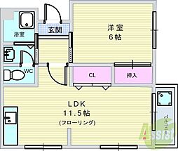谷村マンション 1LDKの間取図画像