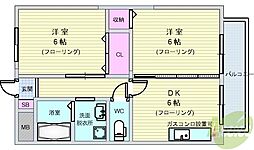 T・S長興寺 2DKの間取図画像