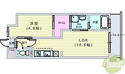 ベルクール豊中 1LDKの間取図画像