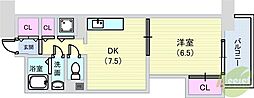 シティコート豊中二葉町 1DKの間取図画像
