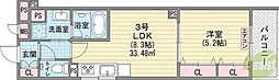 クリエオーレ住吉 1LDKの間取図画像