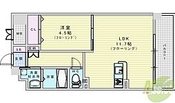 プレメント豊中 1LDKの間取図画像