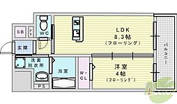 ウィスタリア三国 1LDKの間取図画像