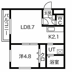 札幌市営南北線 幌平橋駅 徒歩5分の賃貸マンション 3階1LDKの間取り