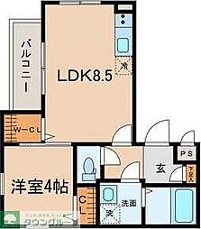LeoAries 2階1LDKの間取り