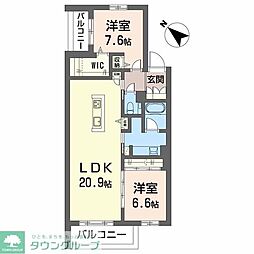 Aile Blanche 吹上 2LDKの間取図画像