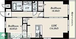 GRANDUKE高辻 2LDKの間取図画像