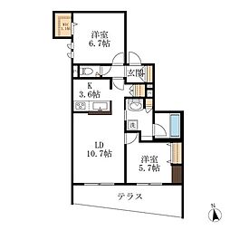bambou deux 2LDKの間取図画像