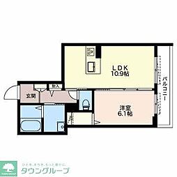 BLANCNOIR白壁 1LDKの間取図画像