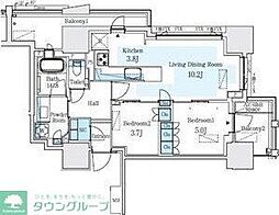 名古屋市中村区名駅1丁目マンション 2LDKの間取図画像