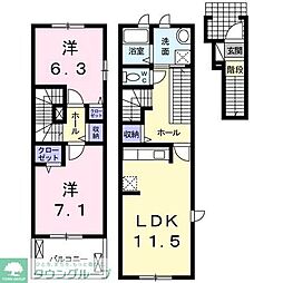 カーサ・サンリット 2LDKの間取図画像