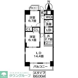グランリーオ 2LDKの間取図画像