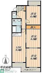 シャトー春山 2LDKの間取図画像