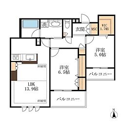 Noble 岐阜金華 2LDKの間取図画像