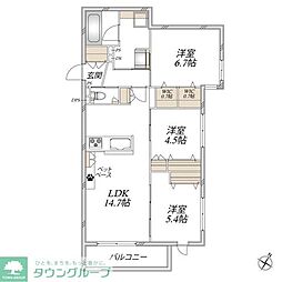 パレ新瑞 3LDKの間取図画像
