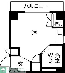 堀田朝日マンション 1Kの間取図画像