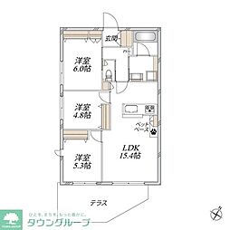 パレ新瑞 3LDKの間取図画像