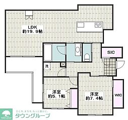 Luxe白壁 2LDKの間取図画像