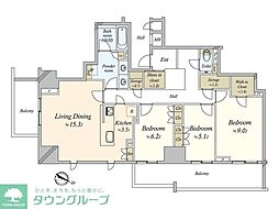 ウエリス覚王山法王町 3SLDKの間取図画像
